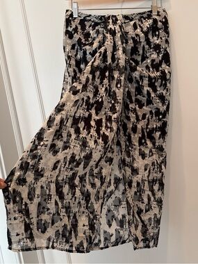 Mango Black and White Abstract Maxi Skirt